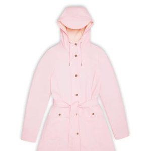 Rains belted and hooded rain jacket in pink